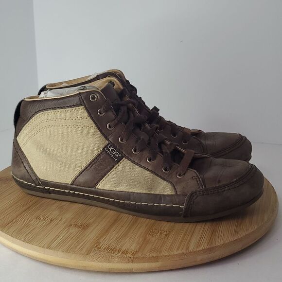 UGG Australia Leather Canvas High Top Sneakers Men's Shoe Size 10 - Picture 1 of 13